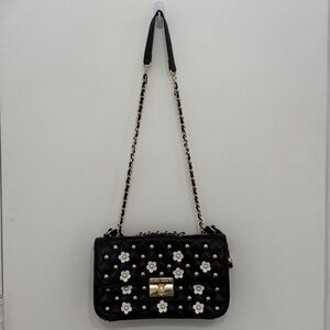 Betsey Johnson Black Flower Bag